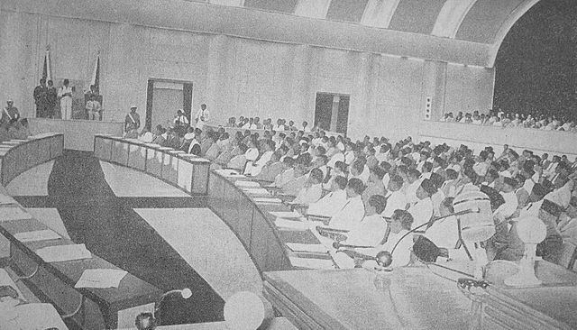 President Sukarno gives his inauguration speech on 10 November 1956