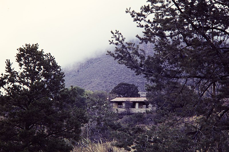 File:Cottage in Big Bend National Park with a mountain behind it. Image Number 65-5121. (2422edfe63904ca9a14ade0e417682a1).jpg