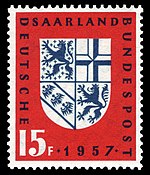 Stamp of Saarland, 1957 DBPSL 1957 379 Eingliederung Saarland.jpg