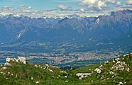 Blick vom Nevegal auf die Dolomiti Bellunesi und das Piave-Tal