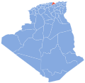 Map of Algeria showing Bejaia province