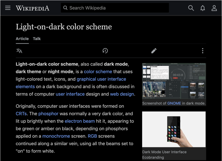 Dark mode user script screenshoot