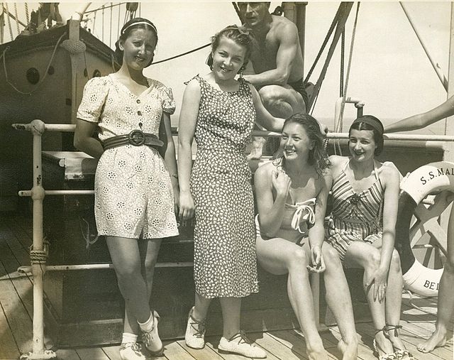Members of the group aboard RMS Maloja, 1 September 1938.