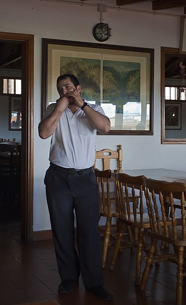 Silbo Gomero demonstration at a restaurant in La Gomera