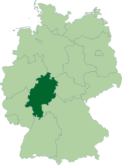 Разположение на Хесен в Германия