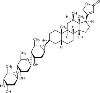 Digoksino estas kor-glikozido uzata por kuraci atrian fibrilacion, takikardion kaj koran malfortecon.