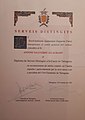 Diploma Serveis distingits Antoni Vallverdú Llauradó per l'Ajuntament de Tarragona.jpg