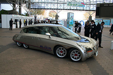 Eliica, the eight-wheeled electric car of Hiroshi Shimizu.