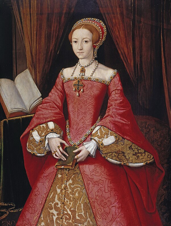 A rare portrait of a teenage Elizabeth prior to her accession, attributed to William Scrots. It was painted for her father in c. 1546.