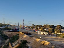 Construction work on the extension north to Yanchep in January 2023 End of line at Butler 2023-01 3.jpg