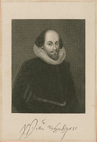 19th-century print based on the Ashbourne portrait, when the sitter was presumed to be William Shakespeare Engraving after Ashbourne portrait 19thC.jpg