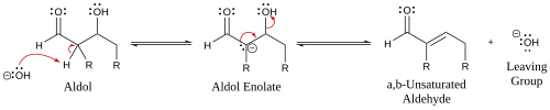 Simple mechanism for the dehydration of an aldol product