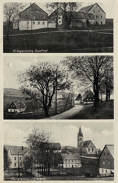 File:Erbgericht, Richtung Unterdorf, Schule und Kirche vor 1935.jpg