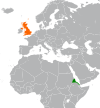 Location map for Eritrea and the United Kingdom.