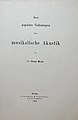 Zwei populäre Vorlesungen über musikalische Akustik, 1865