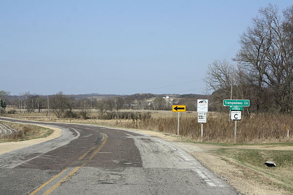 Entrance sign to Trempealeau County in the Town of Ettrick