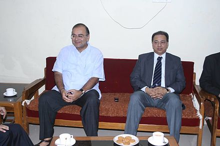 Jaitley with Former Supreme Court Judge K.S. Panicker Radhakrishnan at the Gujarat National Law University.