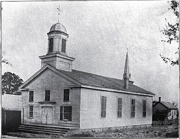 Original frame church, 1842-1898 First Presbyterian Church Saline - original structure.JPG