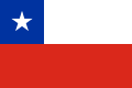 Bendera Chili menggunakan kanton berwarna biru dengan bintang putih bersudut lima.