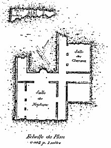 Dessin ancien avec un plan incomplet d'un bâtiment