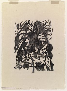 Geburt der Wölfe, 1913, xylographie, 24,4 × 18,4 cm, Musée Solomon R. Guggenheim, New York