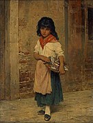 Eugene de Blaasː Girl with fish (1879)