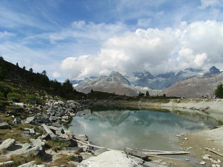 Grünsee (Zermatt) lake in Canton of Valais, Switzerland