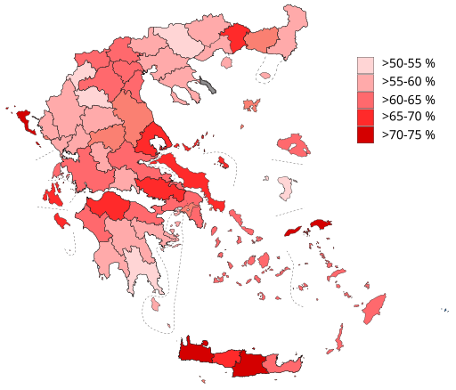 Greek referendum 2015 map