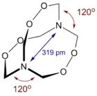 Niepodpisana grafika związku chemicznego; prawdopodobnie struktura chemiczna bądź trójwymiarowy model cząsteczki