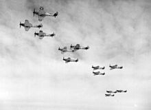 Hurricanes of No. 85 Squadron in flight, October 1940 Hawker Hurricanes of 85 Sqn RAF in flight 1940.jpg