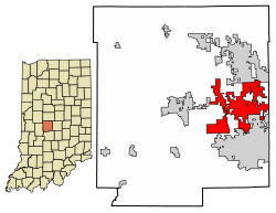 Location of Avon in Hendricks County, Indiana.