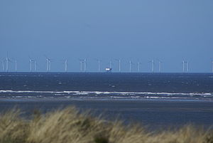 Blick auf den Windpark Horns Rev 1 von der Küste