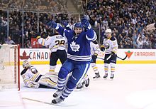 Hyman after scoring the first goal of his NHL career, against Chad Johnson, on March 7, 2016 Hyman-First-Goal-Buffalo.jpg