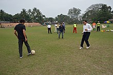 Nassiri (in left) showing his skills with legendary manager Syed Nayeemuddin at a football workshop in Baruipur, South 24 Parganas, February 2016. Jamshid Nassiri - Ranjan Chowdhury - Syed Nayeemuddin - Showing Skills - Football Workshop - Sagar Sangha Stadium - Baruipur - South 24 Parganas 2016-02-14 1186.JPG