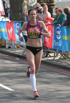 Picture of Pavey (second left) lining up at the start of the 5000 metres at the 2012 Summer Olympics in London