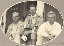 Ministers Josiah Thomas, Sir Walter Barettelot and Dr. John Gilruth of the Federal Parliamentary Party visiting Katherine Telegraph Station in 1912 John Gilruth 1.jpg
