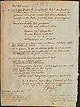 Handwritten table of contents for the manuscript