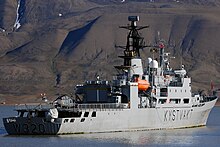 NoCGV Nordkapp, a Nordkapp-class offshore patrol vessel of the Royal Norwegian Coast Guard off Svalbard KV Nordkapp in the Adventfjord.jpg