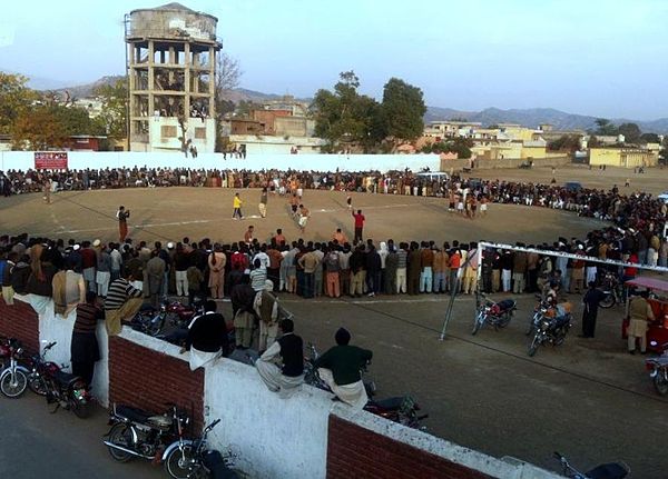 A circle kabaddi match being played in Bhimber