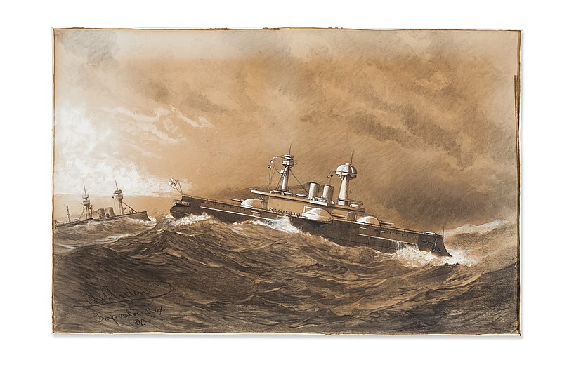 File:Kaiser Wilhelm II, Kriegsschiffe im Sturm, 1893.jpg