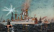 SMS Kaiserin Augusta leaving New York in 1893 (nominator: Adam Cuerden)