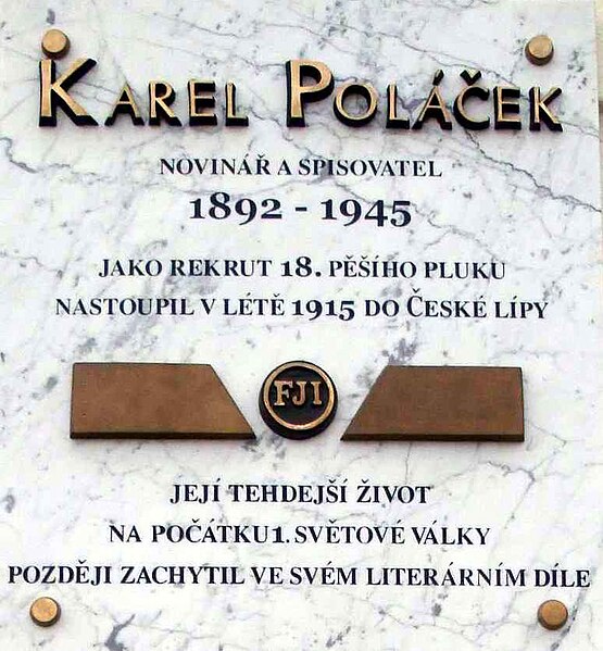 File:Karel Poláček pamět deska Č Lípa.jpg