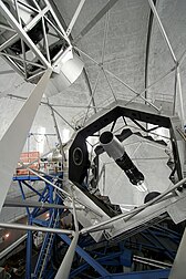 The Keck II Telescope showing the segmented primary mirror made of Zerodur KeckObservatory20071013.jpg