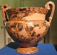 Vase François, cratère à volute attique à figures noires, v. 570, mis au jour à Chiusi. Musée archéologique national de Florence.