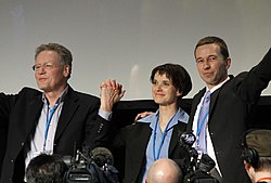 Konrad Adam, Frauke Petry und Bernd Lucke auf dem Bundesparteitag am 14. April 2013