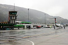 A former Baboo Bombardier Dash 8 Q400 in Darwin colors at Lugano Airport