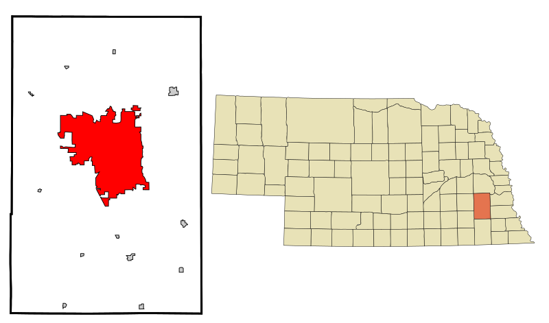 صورة:Lancaster County Nebraska Incorporated and Unincorporated areas Lincoln Highlighted.svg