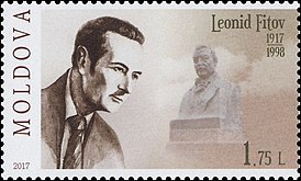 Леонид Фитов на почтовой марке Молдовы, посвящённой 100-летию со дня рождения скульптора