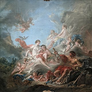 <i>Vulcan Presenting Venus with Arms for Aeneas</i> (Boucher) Painting by François Boucher