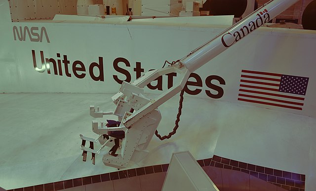 Life-size replica of the Canadarm at the Euro Space Center in Belgium
